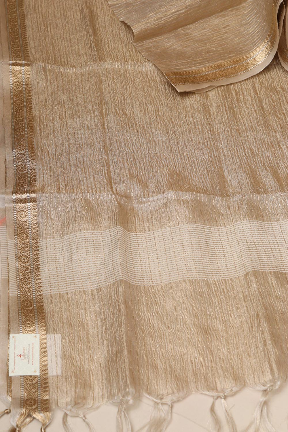 Dyeable Banarasi Handloom Tissue Silk Crushed Dupatta - Luxurion World- Crafted Heirlooms