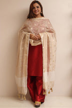 Dyeable Banarasi Handloom Tissue Silk Polka Dot Dupatta - Luxurion World- Crafted Heirlooms