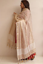 Dyeable Banarasi Handloom Tissue Silk Polka Dot Dupatta - Luxurion World- Crafted Heirlooms