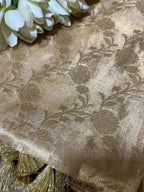 Dyeable Banarasi Handloom Pure Tissue Silk Flower Design Dupatta - Luxurion World