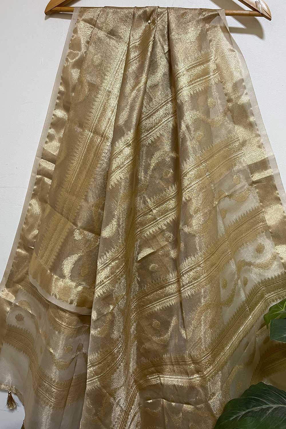 Stunning Dyeable Banarasi Tissue Silk Dupatta - Luxurion World