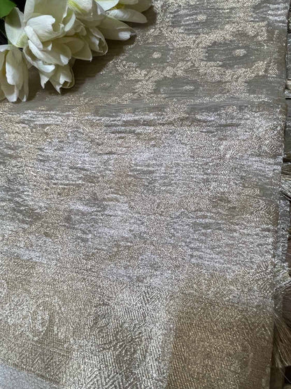 Stunning Dyeable Banarasi Tissue Silk Flower Design Dupatta - Luxurion World