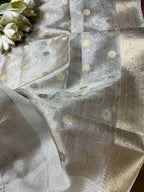 Stunning Dyeable Banarasi Tissue Silk Polka Dot Dupatta - Luxurion World- Crafted Heirlooms