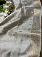 Stunning Dyeable Banarasi Tissue Silk Polka Dot Dupatta - Luxurion World- Crafted Heirlooms