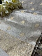 Stunning Dyeable Banarasi Tissue Silk Polka Dot Dupatta - Luxurion World- Crafted Heirlooms