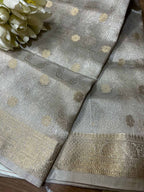 Stunning Dyeable Banarasi Tissue Silk Polka Dot Dupatta - Luxurion World- Crafted Heirlooms