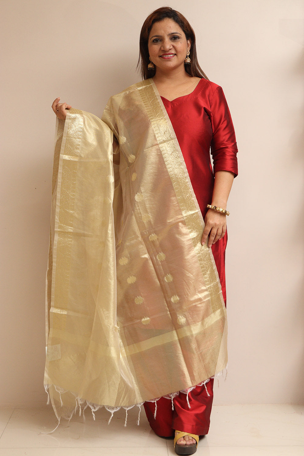 Dyeable Banarasi Tissue Silk Dupatta - Luxurion World
