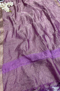 Purple Banarasi Handloom Tissue Silk Crushed Dupatta ID1B1FF226100602