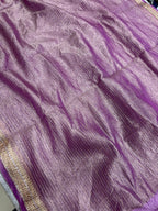 Purple Banarasi Handloom Tissue Silk Crushed Dupatta ID1B1FF226100602