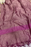 Purple Banarasi Handloom Tissue Silk Crushed Dupatta