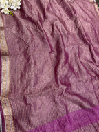 Purple Banarasi Handloom Tissue Silk Crushed Dupatta