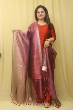 Purple Banarasi Plain Tissue Dupatta - Luxurion World