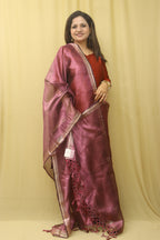 Purple Banarasi Plain Tissue Dupatta - Luxurion World