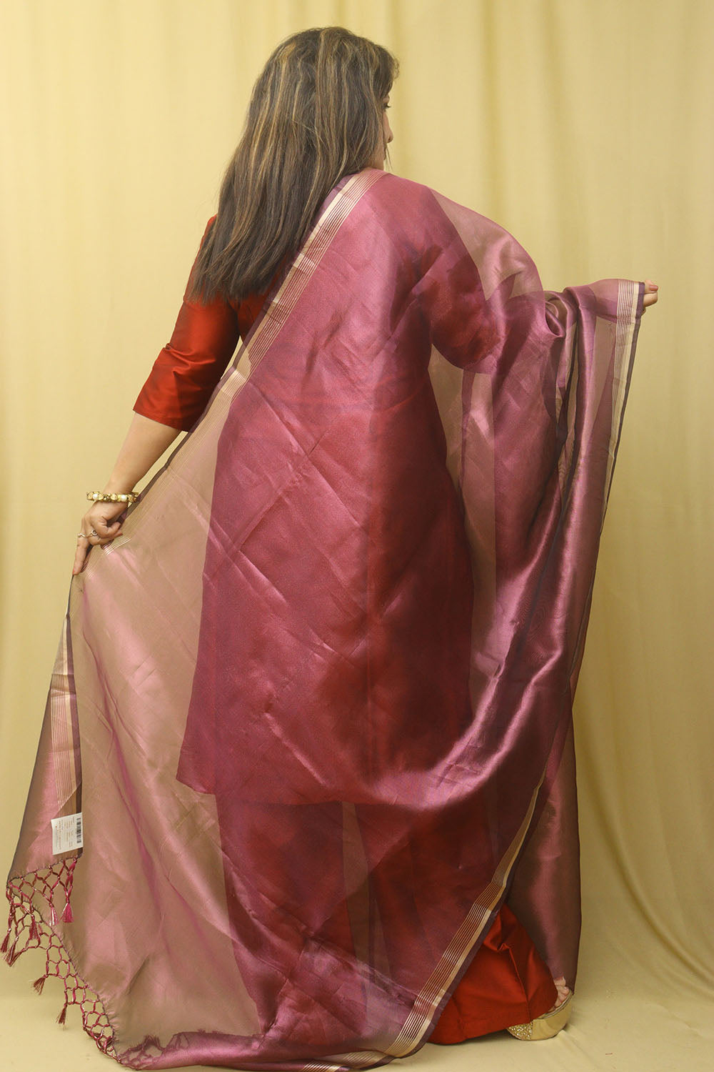 Purple Banarasi Plain Tissue Dupatta - Luxurion World