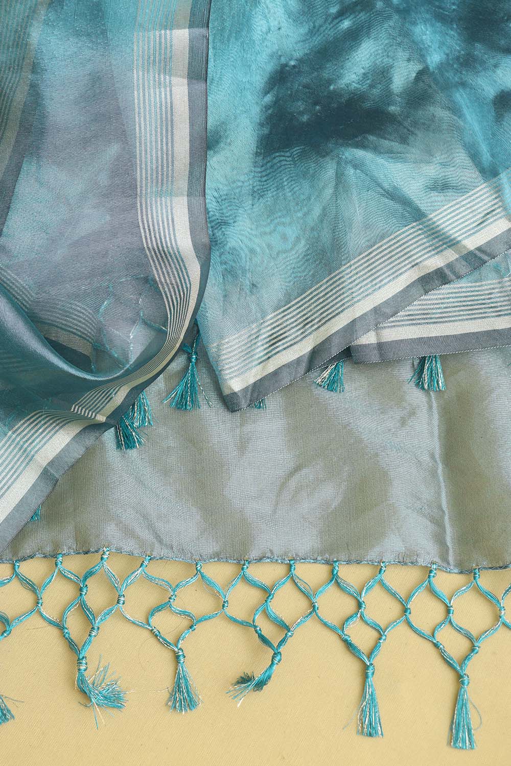 Blue Banarasi Plain Tissue Dupatta - Luxurion World