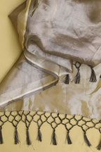 Silver Banarasi Plain Tissue Dupatta - Luxurion World