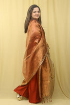 Brown Banarasi Plain Tissue Dupatta - Luxurion World
