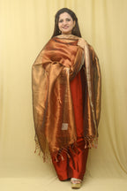 Brown Banarasi Plain Tissue Dupatta - Luxurion World
