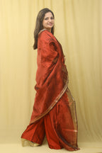 Maroon Banarasi Plain Tissue Dupatta - Luxurion World
