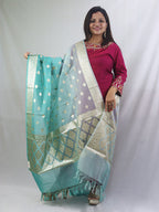 Stunning Sea Green Banarasi Organza Dupatta - Perfect for Any Occasion! - Luxurion World