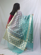 Stunning Sea Green Banarasi Organza Dupatta - Perfect for Any Occasion! - Luxurion World