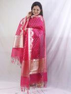 Stunning Pink Banarasi Organza Dupatta - Perfect for Ethnic Attire - Luxurion World