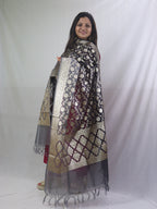 Stunning Grey Banarasi Organza Dupatta - Perfect for Any Occasion! - Luxurion World