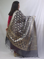Stunning Grey Banarasi Organza Dupatta - Perfect for Any Occasion! - Luxurion World