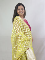 Stunning Yellow Banarasi Organza Dupatta - Perfect for Any Occasion! - Luxurion World