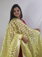 Stunning Yellow Banarasi Organza Dupatta - Perfect for Any Occasion! - Luxurion World