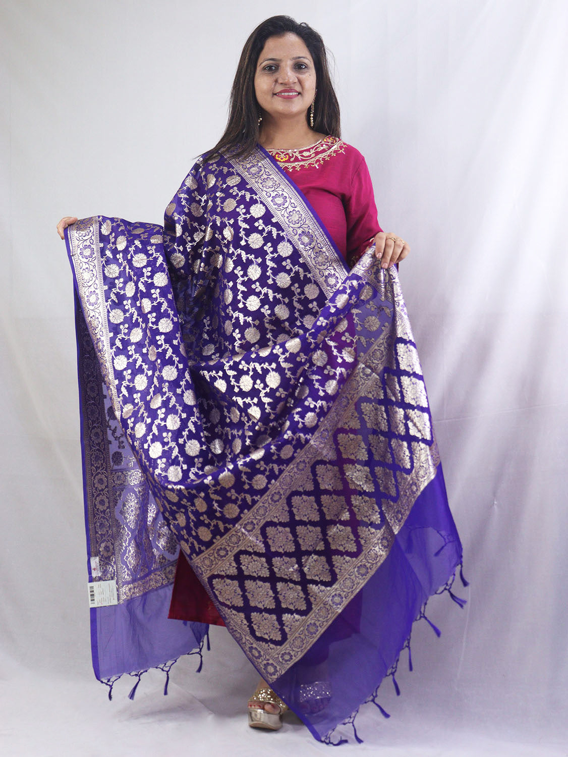 Stunning Blue Banarasi Organza Dupatta - Perfect for Any Occasion - Luxurion World