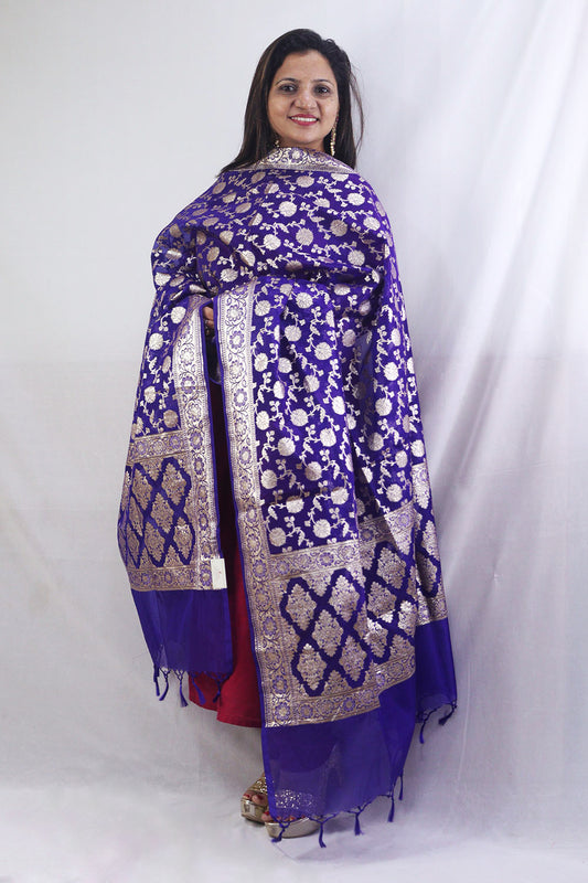 Stunning Blue Banarasi Organza Dupatta - Perfect for Any Occasion - Luxurion World