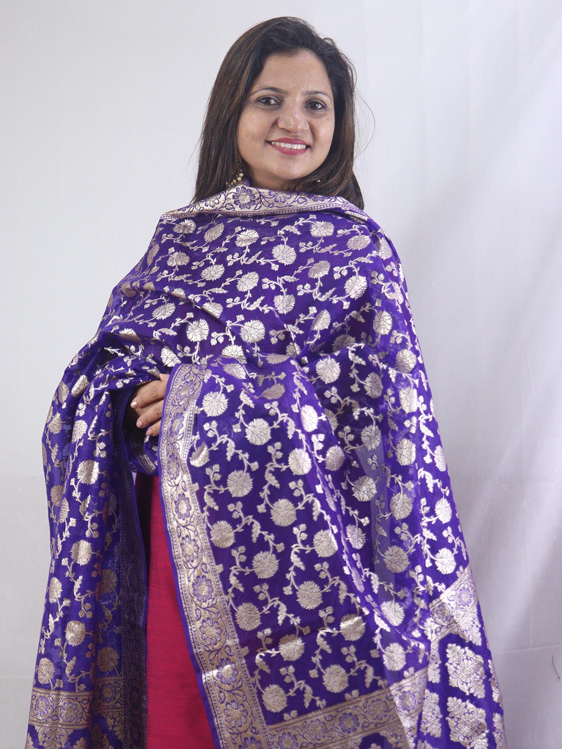 Stunning Blue Banarasi Organza Dupatta - Perfect for Any Occasion - Luxurion World