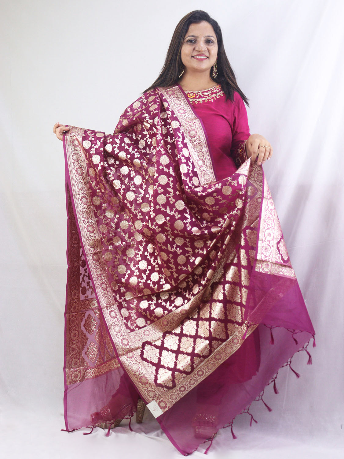 Stunning Purple Banarasi Organza Dupatta - Perfect for Any Occasion! - Luxurion World