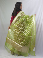 Stunning Green Banarasi Organza Dupatta - Perfect for Any Occasion! - Luxurion World