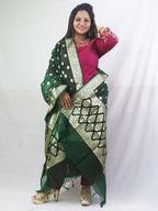 Stylish Green Banarasi Organza Dupatta - Perfect for Any Occasion! - Luxurion World
