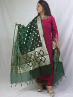Stylish Green Banarasi Organza Dupatta - Perfect for Any Occasion! - Luxurion World