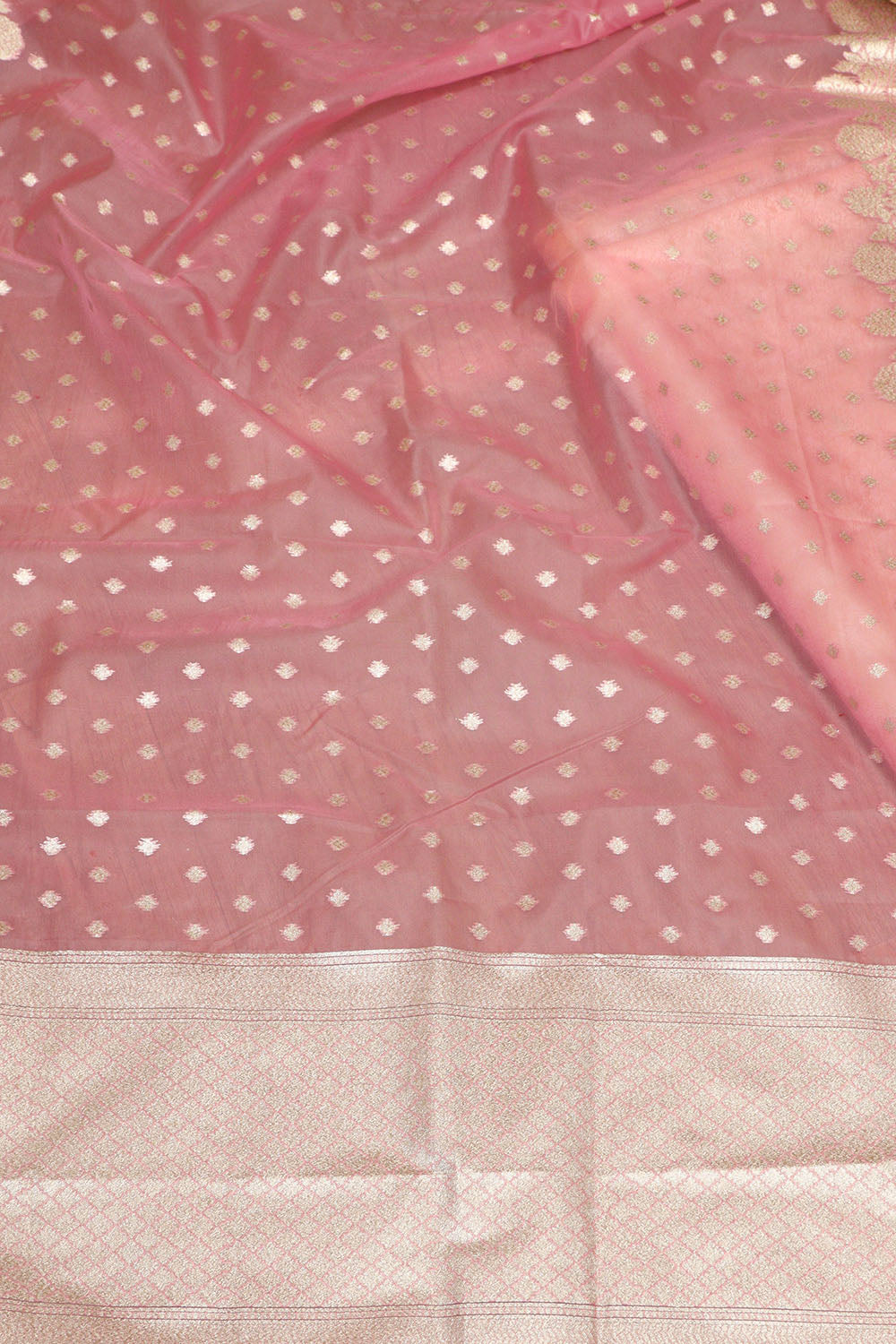 Exquisite Pink Banarasi Organza Dupatta - Ethnic Elegance - Luxurion World