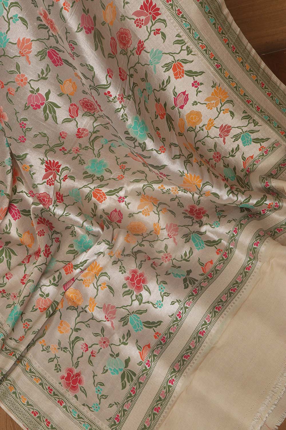 Exquisite Dyeable Banarasi Handloom Brocade Meenakari Pure Tussar Silk Dupatta - Luxurion World- Crafted Heirlooms