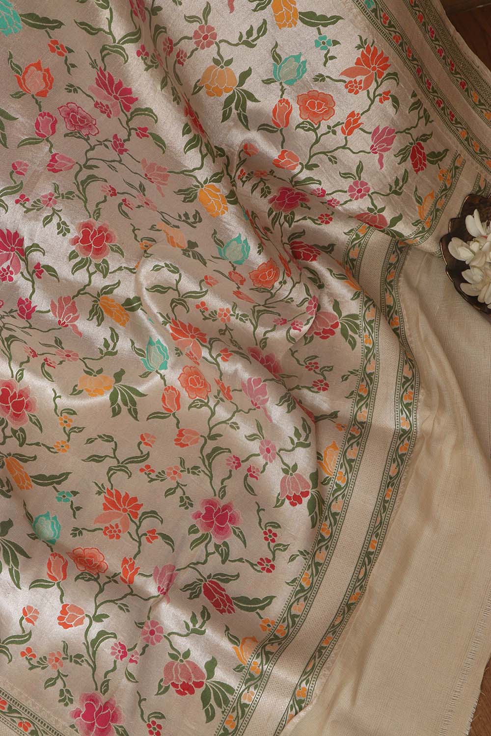 Exquisite Dyeable Banarasi Handloom Brocade Meenakari Pure Tussar Silk Dupatta - Luxurion World- Crafted Heirlooms