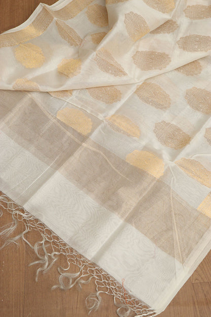 Dyeable Banarasi Handloom Chanderi Silk Dupatta - Luxurion World