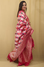 Multicolor Banarasi Handloom Pure Katan Silk Rangkat Dupatta - Luxurion World