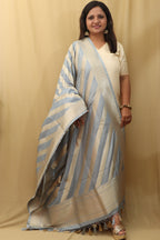 Grey Banarasi Silk Dupatta - Luxurion World