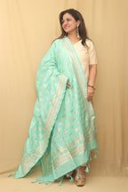 Blue Banarasi Silk Dupatta - Luxurion World