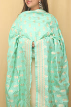 Blue Banarasi Silk Dupatta - Luxurion World