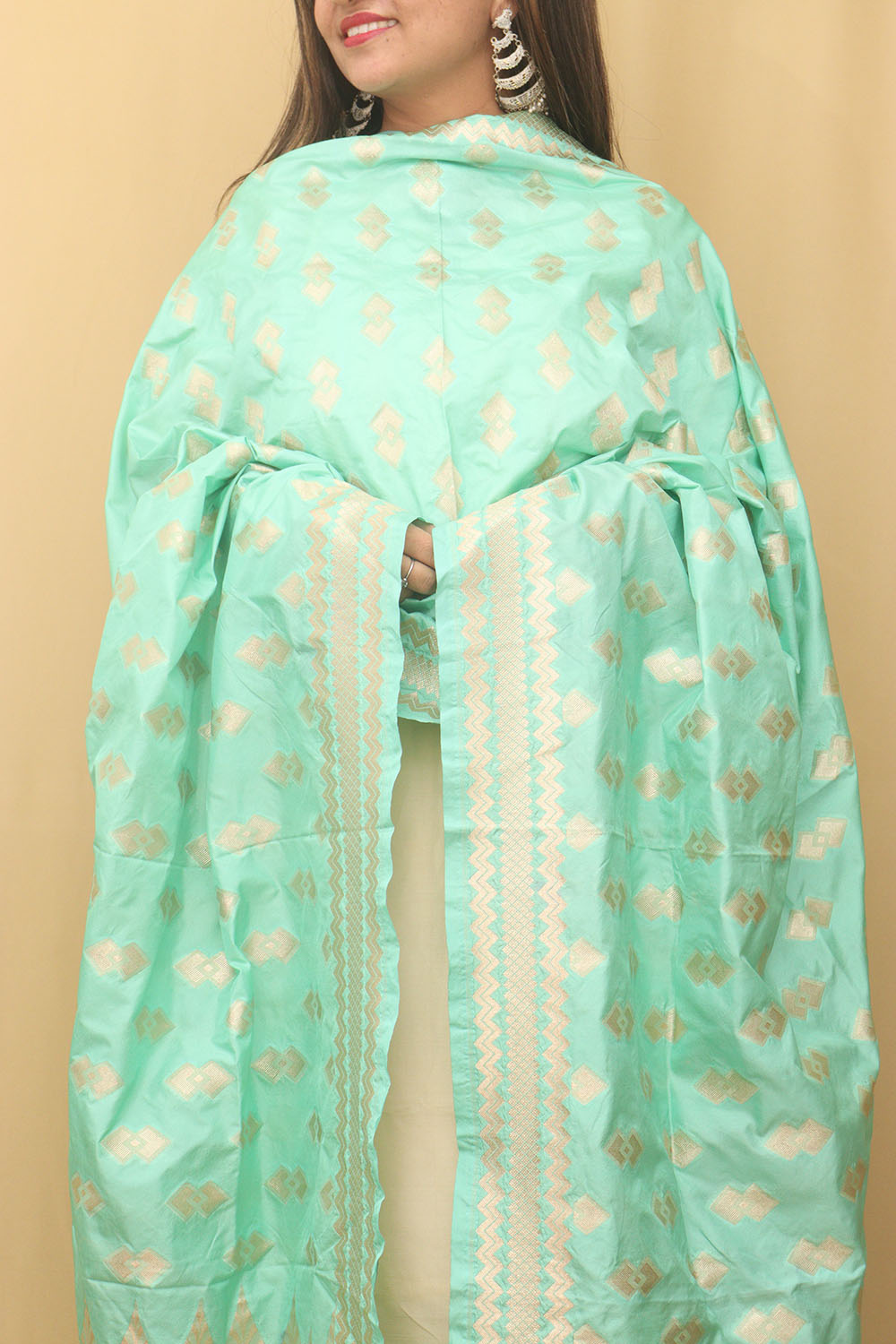 Blue Banarasi Silk Dupatta - Luxurion World