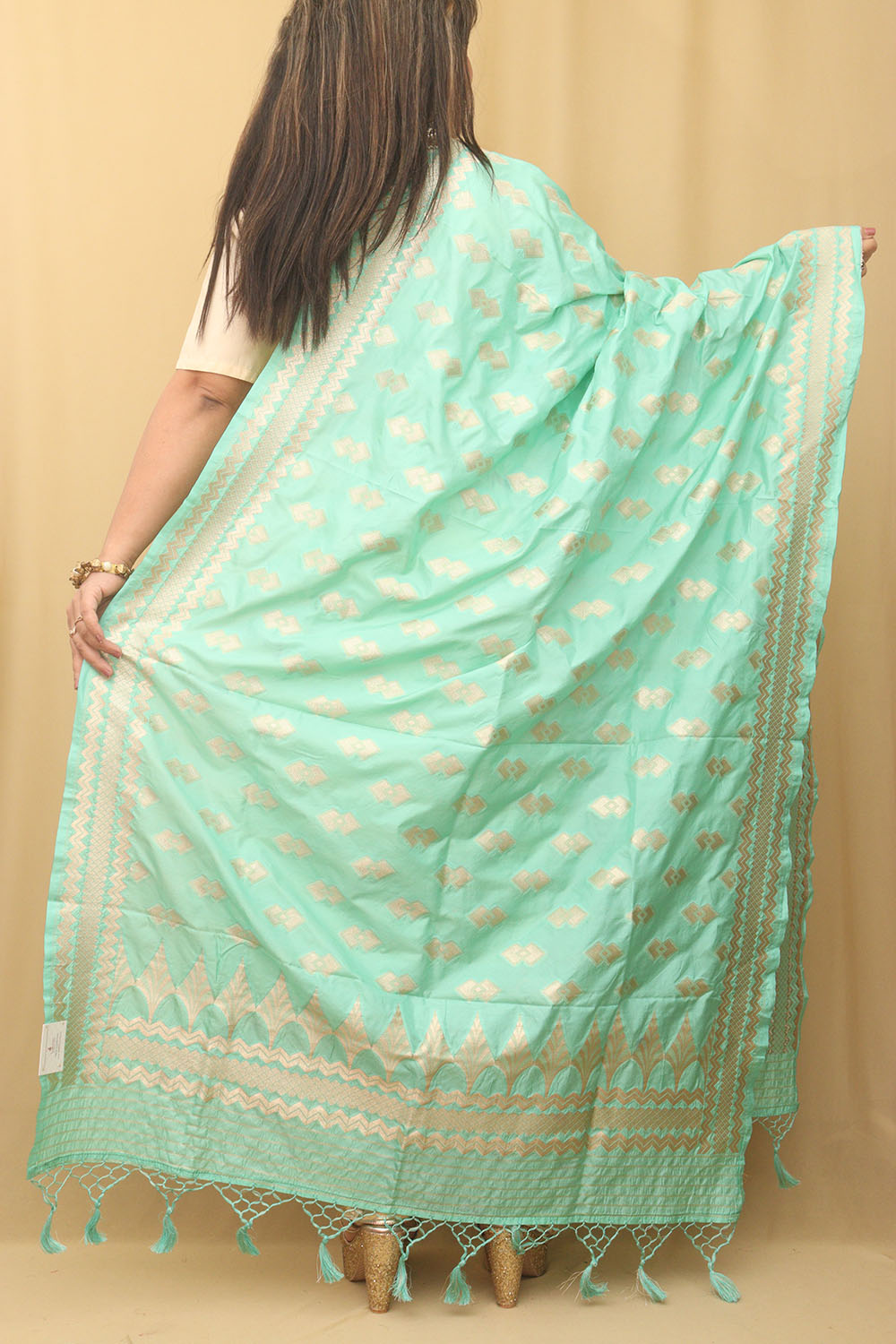 Blue Banarasi Silk Dupatta - Luxurion World