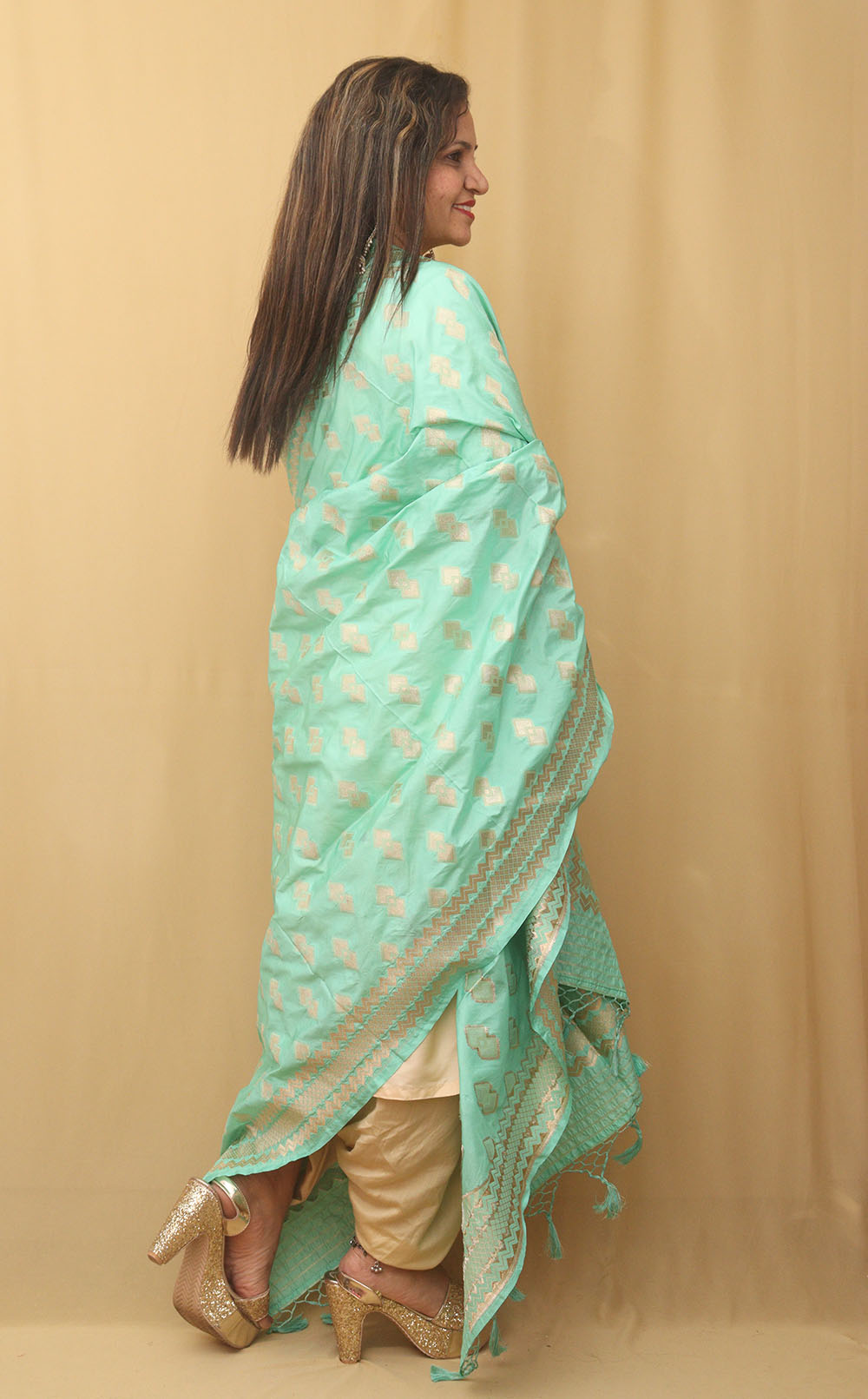 Blue Banarasi Silk Dupatta - Luxurion World