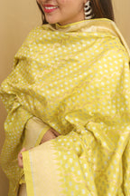 Green Banarasi Silk Dupatta - Luxurion World