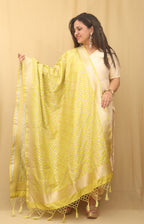 Green Banarasi Silk Dupatta - Luxurion World